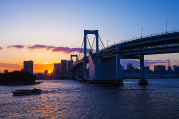 お台場の夕景とマジックアワー