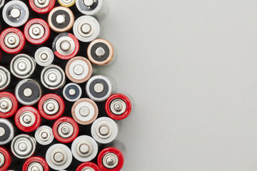 Batteries background. Energy supply and recycling concept