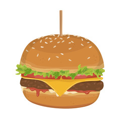Vector cartoon classic americal hamburger isolated on white background