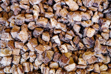 Background of pork cracklings from above.