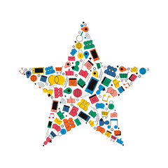 Social media network star shape concept icon