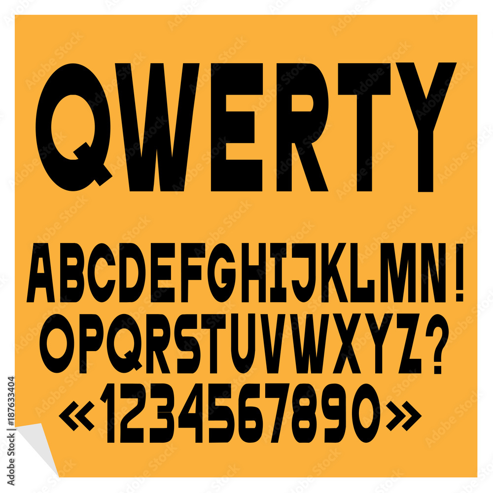 Poster black simple font, alphabet letters,numbers and punctuation marks