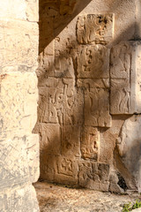 Historic wall of old Mayan ruins