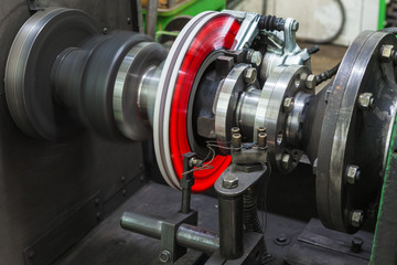 Brake disc. Thermal test Car brake discs - obrazy, fototapety, plakaty
