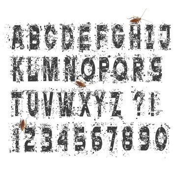 Grunge dirty alphabet letters and numbers,vector set