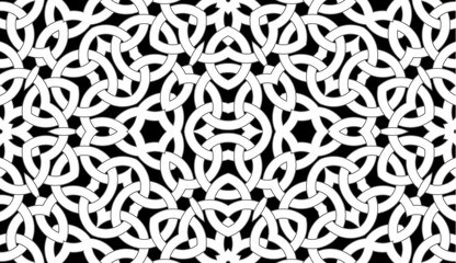 Seamless pattern with celtic knot ornament of black, gray, and white shades