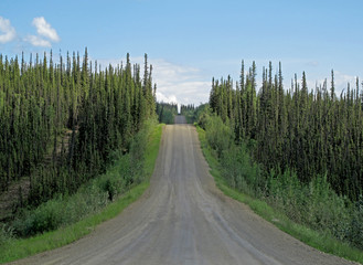 Fototapeta na wymiar Endless Dalton Highway with mountains, leading from Fairbanks to Prudhoe Bay, northern Alaska, USA