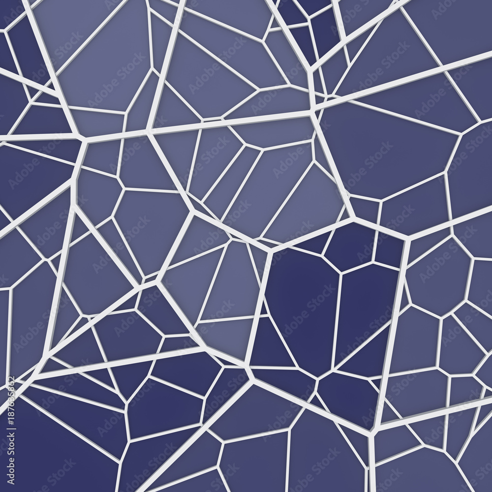 Poster Abstract geometrical concept voronoi low poly tesselated pattern. 3d rendering