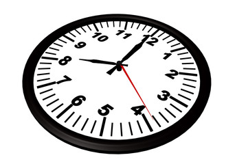 clock 8 morning black wall ,face -3d rendering