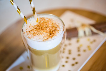  Latte coffee with foam and sprinkles © Leszek