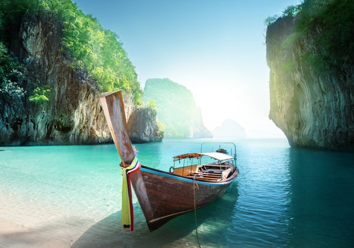 boat on the beach , Krabi province, Thailand
