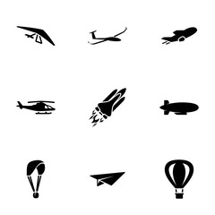 Set of black icons isolated on white background, on theme Air Transport