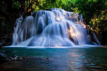 Waterfall in tropical forest at Huay Mae Khamin National Park, Thailand