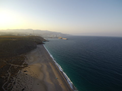 La playa de los Muertos, playa de Cabo de Gata en la costa de Almería (Andalucia,España),situada en el municipio de Carboneras.Fotografia aerea con drone
