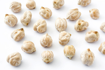 Chickpeas uncooked isolated on white background