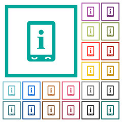 Mobile information flat color icons with quadrant frames