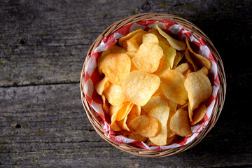 Delicious Potato chips with salt and seasonings.