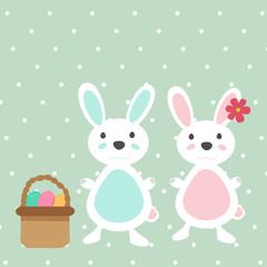 cute Easter rabbits with a