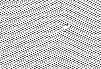 silhouette of hole fishing net isolated on white background