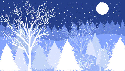 Winter forest background with snowfall © Maria