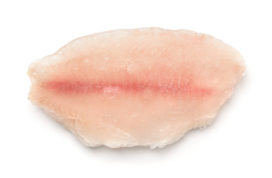 Top view of frozen fish fillet
