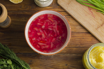 Vegetable beet soup, vegetarian soup