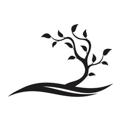 Ecology logo template. Silhouette of the abstract tree. Nature concept.