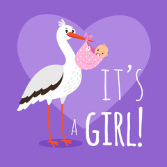 Stork with baby girl