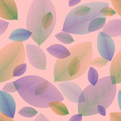 Fototapeta na wymiar colored leaves on a pink background