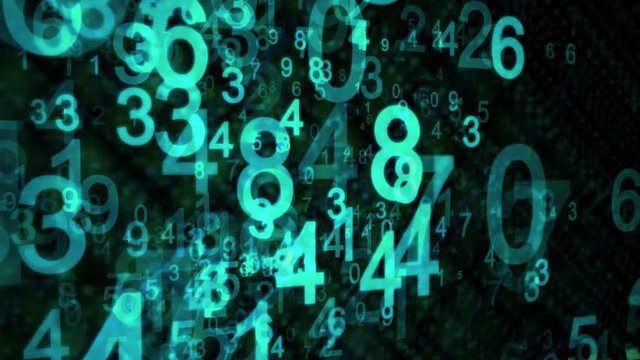 Abstract technology background. Web developer. Computer code. Programming, coding, hacker concept. Angle view animation of numbers movement left to right.