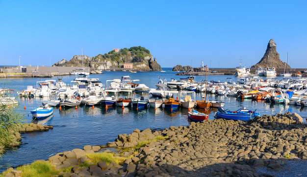 the little port of Aci Trezza, Catania, sicily, italy