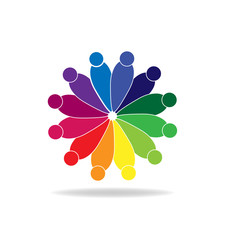 Teamwork people making a flower shape logo vector design