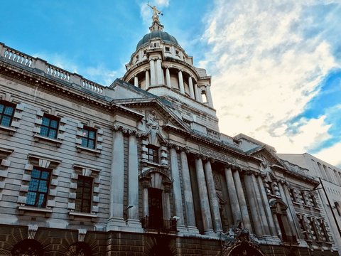 View of the Dome of the Central Criminal Court building and commonly known as Old Bailey