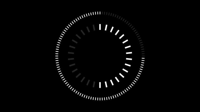 HUD element digital - pending loading screen - loop with loopable segments - circular white on black