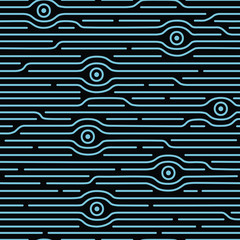 Seamless vector abstract pattern with eyes and different lines