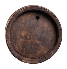 Old wood barrel isolated on white background