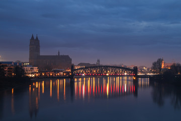 Fototapeta na wymiar Magdeburg by night, Germany