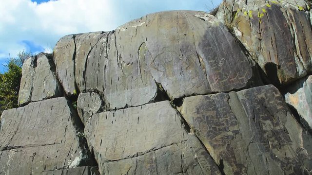 ancient petroglyphs found on the site Kalbak-Tash in the Altai Mountains