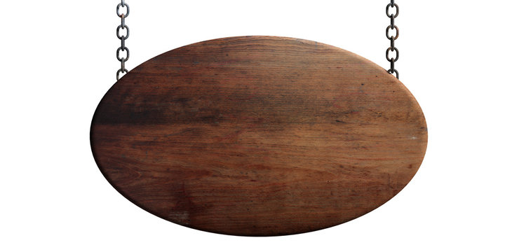 Wooden blank sign isolated on white background. 3d illustration