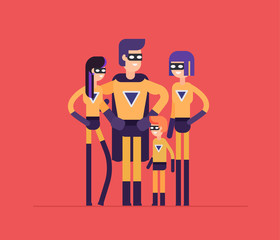 Superheroes family - modern flat design style isolated illustration