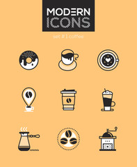 Coffee - set of line design style icons