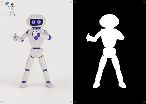 This humanoid robot points with his finger at the imaginary object in his hand