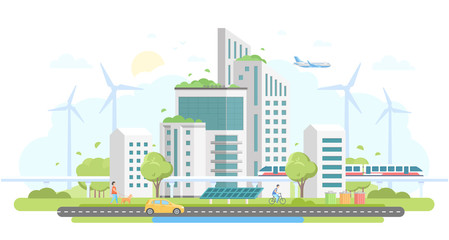 Eco-friendly housing complex - modern flat design style vector illustration © Boyko.Pictures