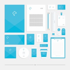 Corporate identity with a dolphin sign. Stationery set.