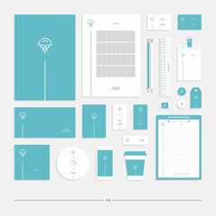 Corporate identity with the sign of jellyfish. Stationery set.