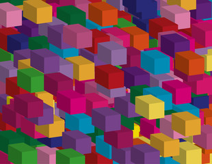 Abstract geometric background with squares, with the effect of isometric. Three-dimensional, 3D vector illustration