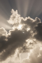 Cloudy sky  and sun rays