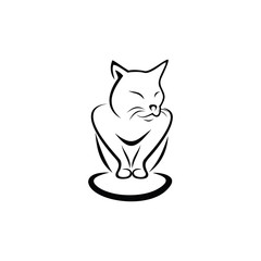 Cat simple line art vector illustration