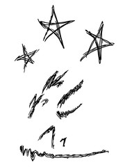  three cherished wishes/ vector silhouette of a dog that barks at a star 
