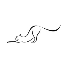 Cat simple line art vector illustration